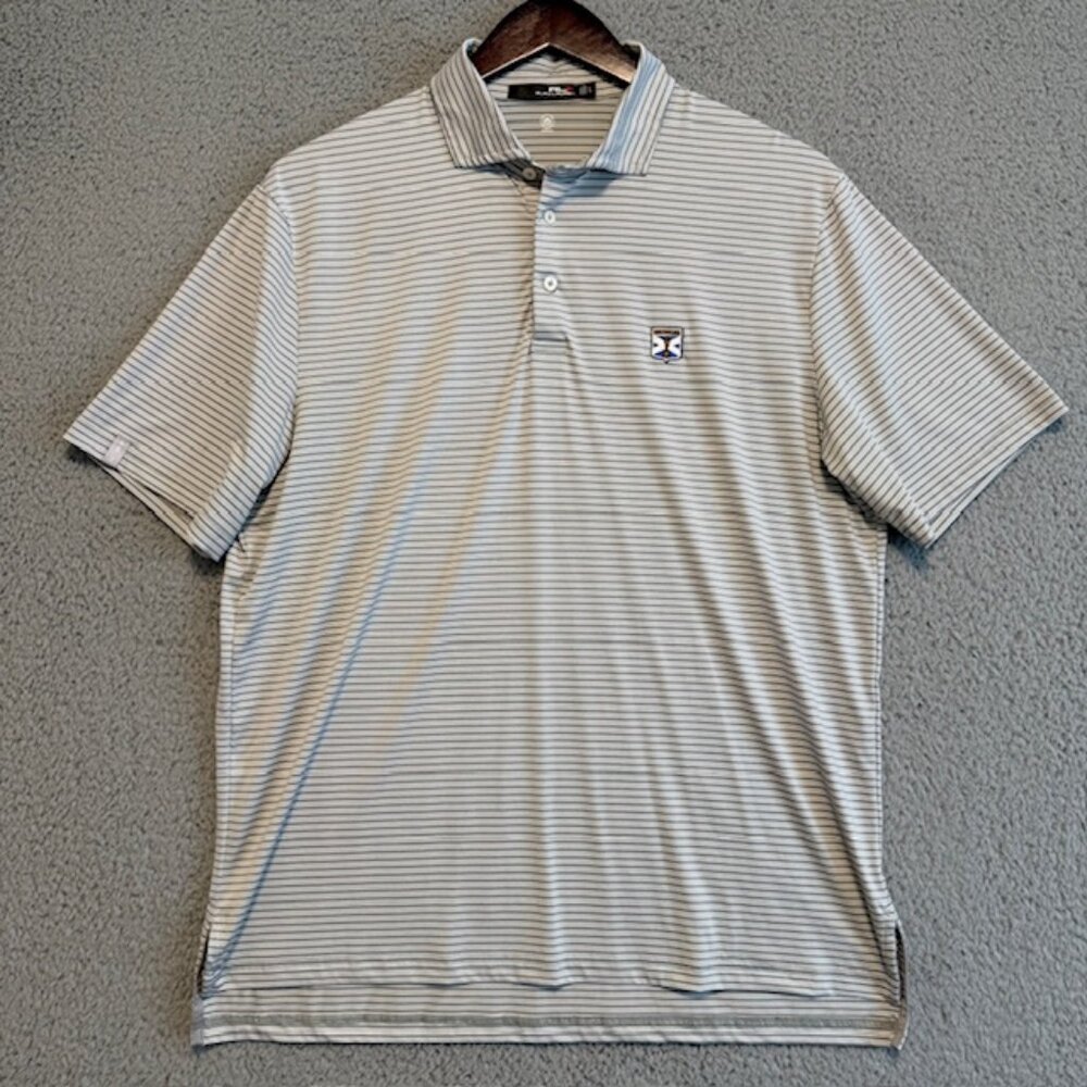 RLX Ralph Lauren Polo Shirt Mens Large KINLOCH Golf Gray Short Sleeve Button